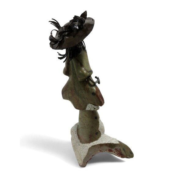 Woman Sculpture Handmade from Stone and Metal in South Africa 13" Tall - Picture 10 of 10